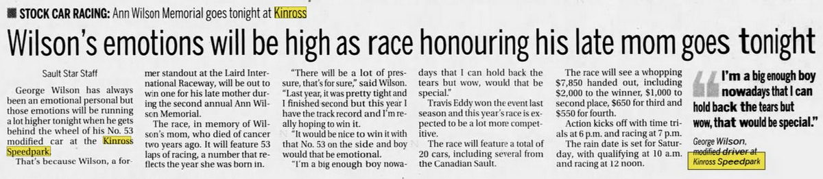 Kinross Speedpark - Jul 24 2009 Article
